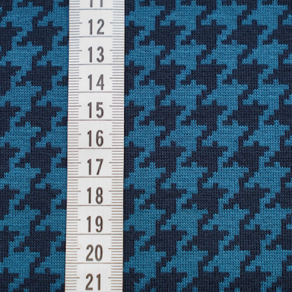 Bio-Jacquard Baumwolle Hahnentritt petrol (GOTS) - Stoffonkel | Meterware